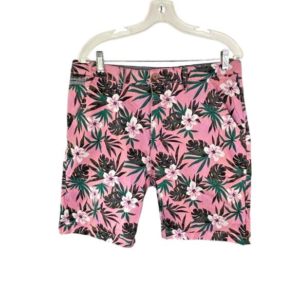 Hudson & Barrow Pink Tropical Hawaiian Print Casual Shorts Size 32 New $50 - Picture 1 of 10